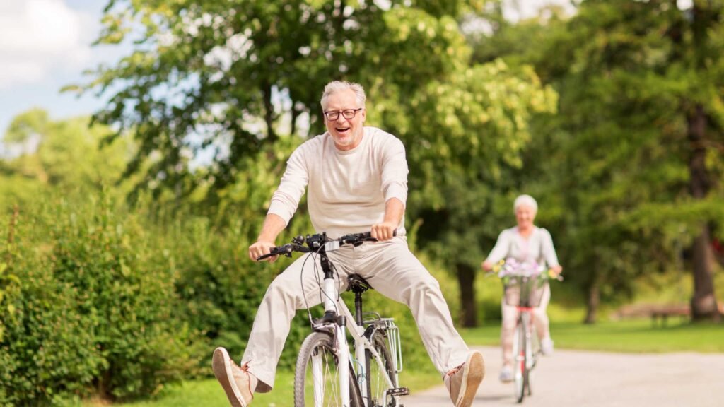 Senior riding a Mountain bike