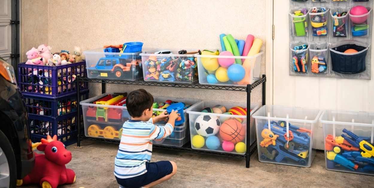 Organized toy storage in garage
