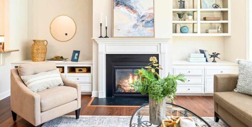 warm neutral living room natural light beige sofa wood textures cozy real home