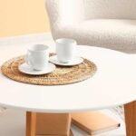 styled coffee table tray books candle plant modern cozy living room