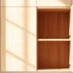 kitchen cabinet with one door removed open shelf styled real home natural light