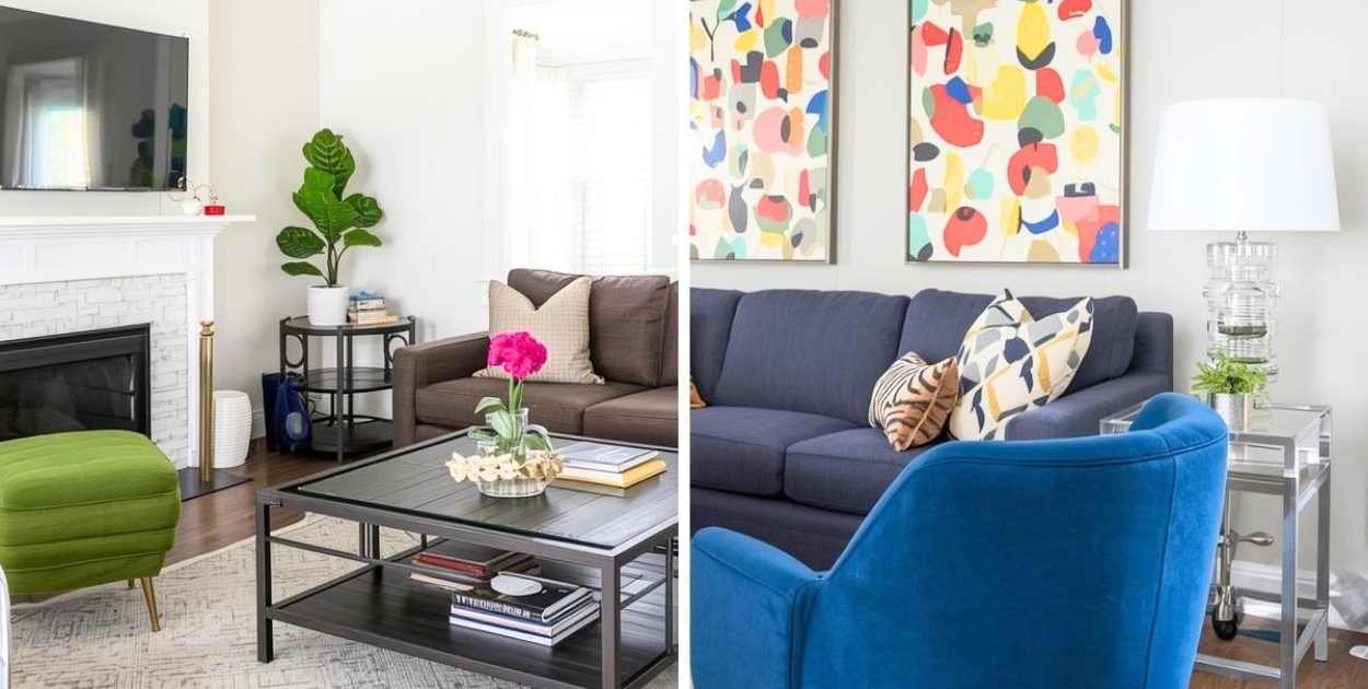 finished living room comparison plain vs styled space