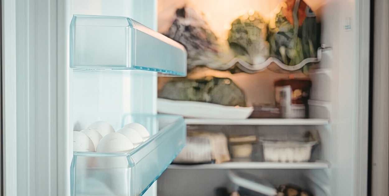 cluttered fridge inside