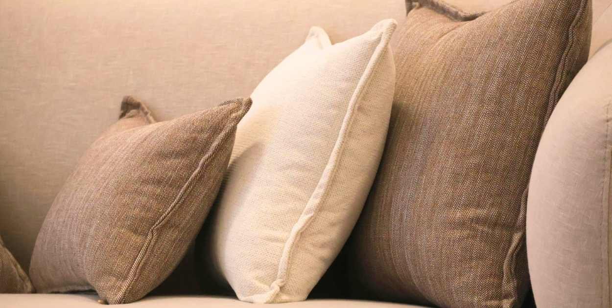 sofa after throw pillows blanket cozy styling