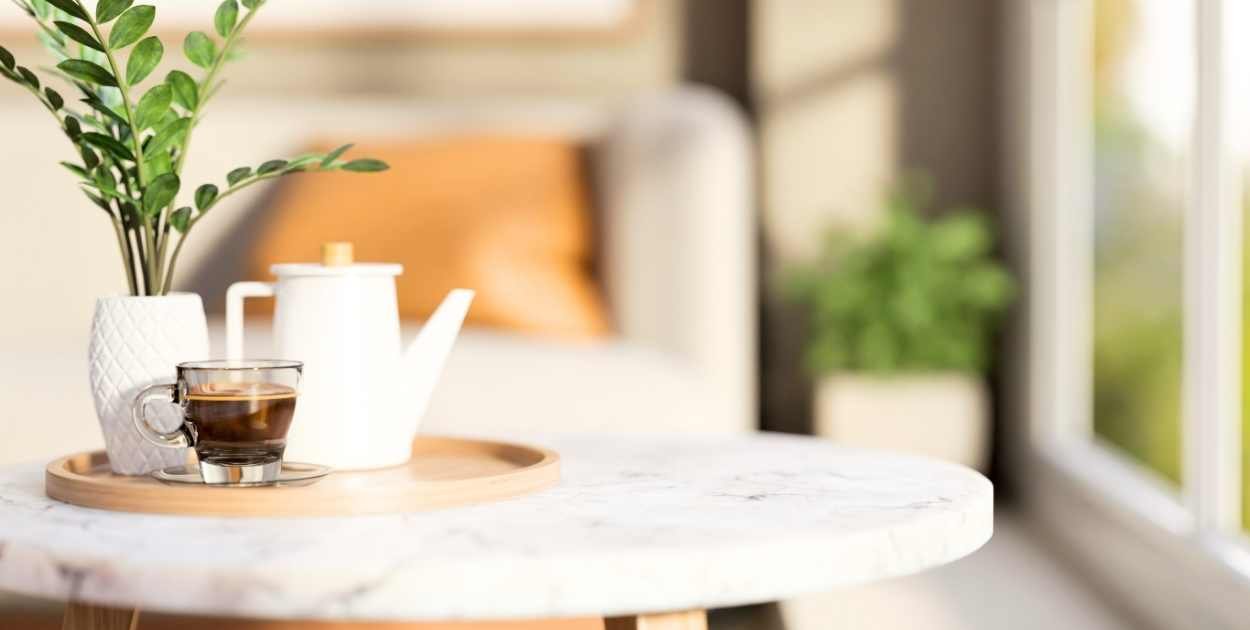 coffee table small plant bud vase minimal centerpiece styled table