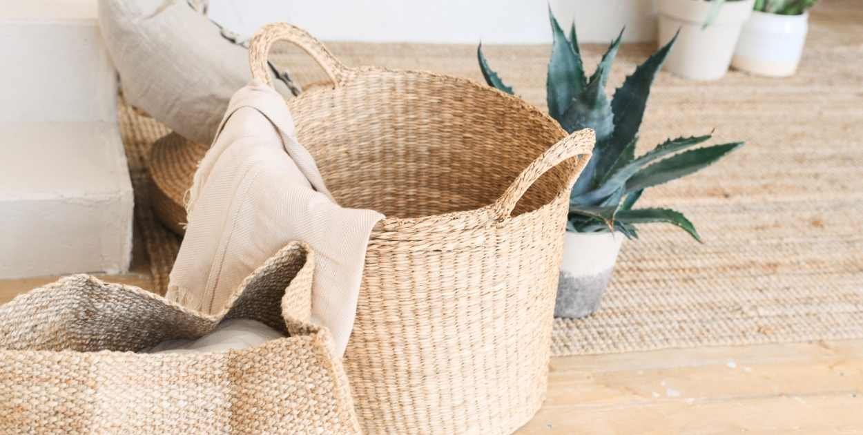 wood rattan basket 
