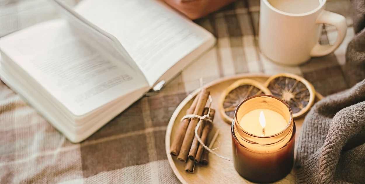 styled coffee table tray decor books candle plant